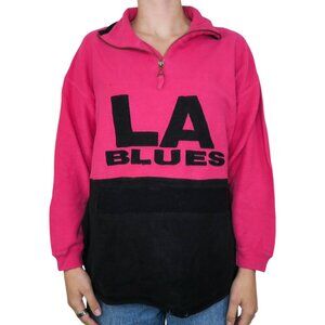 Vintage 90s LA Blues Pink Half Zip Pullover Shirt